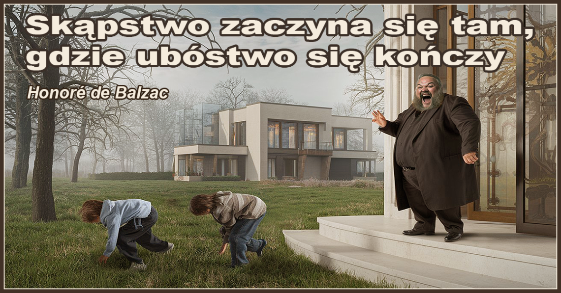 Skąpstwo zaczyna się tam, gdzie ubóstwo się kończy. - Honoré de Balzac,